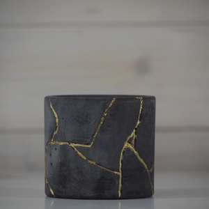 Kintsugi Effect Cementkerámia Kaspó, kaktusz, szukkulens növény számára, minimal dekor, indusztriál - otthon & életmód - dekoráció - virágdísz és tartó - cserép & kaspó - Meska.hu