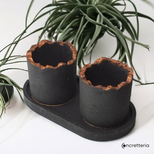 Rustic Beton Kaspó Szett, szukkulens, mécsestartó, minimal dekor, indusztriál - Meska.hu