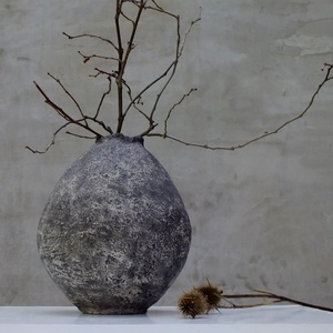 Tamago Rusztikus Wabi Sabi Váza, papírbeton, beton, minimalista, texturált, újrahasznosított - Meska.hu