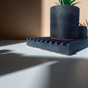 Hullámok harmóniája - Sötét szén árnyalatú beton szett - otthon & életmód - dekoráció - asztal és polc dekoráció - asztaldísz - Meska.hu