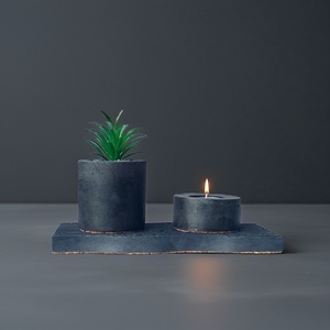 Hullámok harmóniája - Sötét szén árnyalatú beton szett - otthon & életmód - dekoráció - asztal és polc dekoráció - asztaldísz - Meska.hu