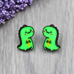 Aranyos Dínó Fülbevaló  Egyedi T-Rex figura Gyerekeknek Felnőtteknek - diy (csináld magad) - szabásminta, útmutató - horgolási minta - Meska.hu