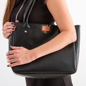 Black for work - marhabőr shopper - táska & tok - kézitáska & válltáska - nagy pakolós táska - Meska.hu