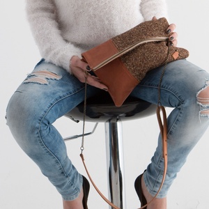 Light brownie - bőr és textil táska -  - Meska.hu