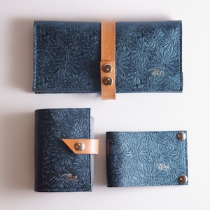 Wild flowers set - bőr tárca szett - táska & tok - pénztárca & más tok - aprópénztartó - Meska.hu