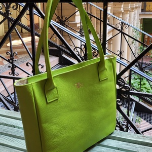Kiwi green for work - marhabőr shopper - táska & tok - kézitáska & válltáska - nagy pakolós táska - Meska.hu