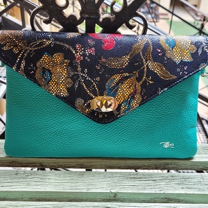 Vintage flowery -bright mint - marhabőr táska - táska & tok - kézitáska & válltáska - alkalmi táska - Meska.hu