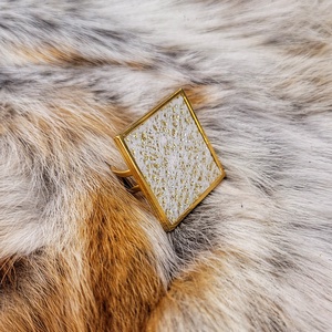 Golden square - bőr és nemesacél ékszer, Ékszer, Gyűrű, Statement gyűrű, Bőrművesség, Ékszerkészítés, MESKA
