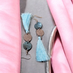  Lightblue - green - fülbevaló nemesacél szerelékkel, Ékszer, Fülbevaló, Lógó fülbevaló, Bőrművesség, Ékszerkészítés, MESKA