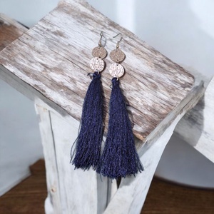  Darkblue long - fülbevaló nemesacél szerelékkel - ékszer - fülbevaló - lógó fülbevaló - Meska.hu