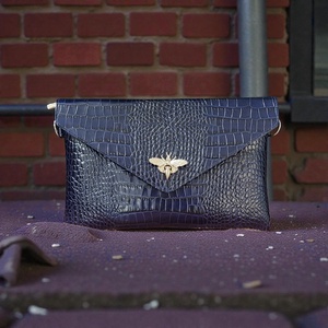 Dark blue crock - marhabőr táska - Meska.hu