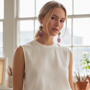 Paradisa collection 4 - bőr, gyöngy és nemesacél fülbevaló  - ékszer - fülbevaló - lógó fülbevaló - Meska.hu