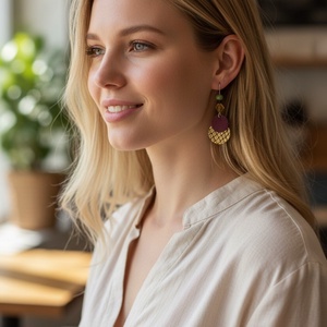 Paradisa collection 6 - bőr, gyöngy és nemesacél fülbevaló  - ékszer - fülbevaló - lógó fülbevaló - Meska.hu