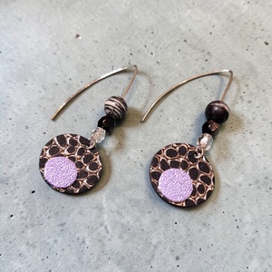 Paradisa collection 10 - bőr, gyöngy és nemesacél fülbevaló , Ékszer, Fülbevaló, Lógó fülbevaló, Bőrművesség, Gyöngyfűzés, gyöngyhímzés, MESKA