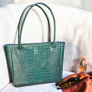 Petrol green for work - marhabőr shopper - Meska.hu