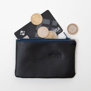 Coin black perforated - bőr aprótartó fekete perforált - Meska.hu