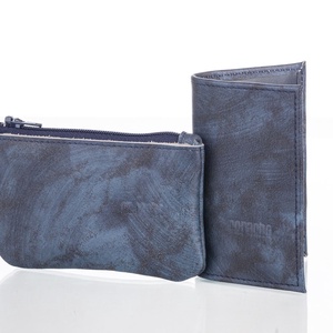 Blue Paint Wallet Small - Kék festett marhabőr kártyatartó - kistárca - táska & tok - pénztárca & más tok - pénztárca - férfi pénztárca - Meska.hu