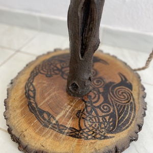 Állólámpa, pirográf, egyedi lámpa, hollós , huginn muninn  - otthon & életmód - lámpa - állólámpa - Meska.hu