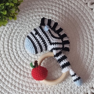 Zebra babacsörgő  - játék & sport - 3 éves kor alattiaknak - csörgő - Meska.hu