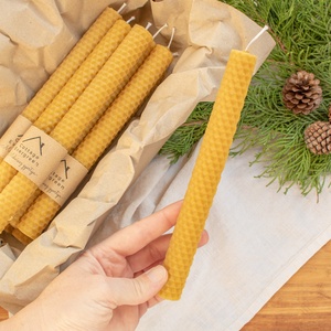 Méhviasz Gyertya, Karácsonyi Szálgyertya, Szülinapi Ajándék, Illatmentes Gyertya Méhviasz Lapokból, Beeswax Candle - otthon & életmód - gyertya, illat, aroma - gyertya - Meska.hu