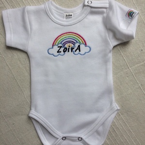 Hímzett Elefántos baba body, rövid ujjú. (Névre szóló)+Zoira body féláron! - ruha & divat - babaruha & gyerekruha - body - Meska.hu