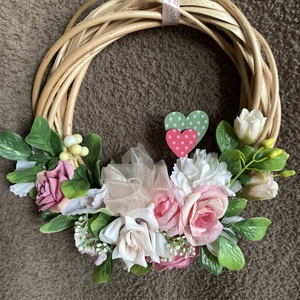 Tavaszi virágos kopogtató , Otthon & Életmód, Dekoráció, Ajtó- és ablak dekoráció, Ablakdísz, , MESKA