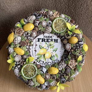 Citromos tavaszi nyári ajtó dísz  - otthon & életmód - dekoráció - ajtó- és ablak dekoráció - ajtódísz & kopogtató - Meska.hu
