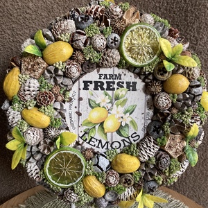 Citromos tavaszi nyári ajtó dísz  - otthon & életmód - dekoráció - ajtó- és ablak dekoráció - ajtódísz & kopogtató - Meska.hu