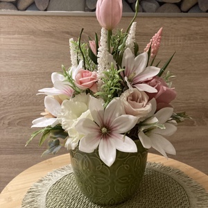 Virágos asztal dísz  - otthon & életmód - dekoráció - asztal és polc dekoráció - dekorációs tál, tartó - Meska.hu