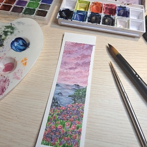 Akvarell festett könyvjelző - művészet - festmény - akvarell - Meska.hu