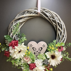 Virágos vesszős kopogtató  - otthon & életmód - dekoráció - ajtó- és ablak dekoráció - ablakdísz - Meska.hu