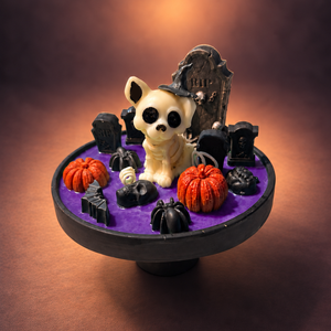 Halloweeni csontváz kutyás asztaldekoráció gyertya - otthon & életmód - gyertya, illat, aroma - gyertya - Meska.hu