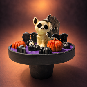 Halloweeni csontváz kutyás asztaldekoráció gyertya - otthon & életmód - gyertya, illat, aroma - gyertya - Meska.hu