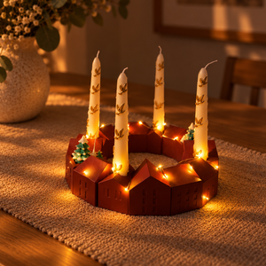 Karácsonyi kisváros adventi koszorú - karácsony - adventi díszek - adventi gyertyadíszek és koszorúdíszek - Meska.hu