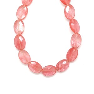 Cherry kvarc üveg fazettált ovális 13x18mm, Kellékek & szerszámok, Ásvány alapanyag, Ásványfüzér, , MESKA