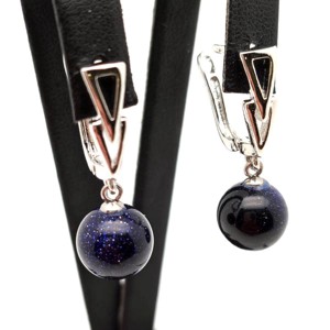 Fülbevaló golyó goldstone kék nyíl záras 10mm, Ékszer, Fülbevaló, Lógó fülbevaló, , MESKA