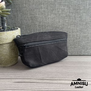 Gyűrt fekete kettő cipzáras kulcstartó B8019 - táska & tok - kulcstartó & táskadísz - kulcstartó - Meska.hu