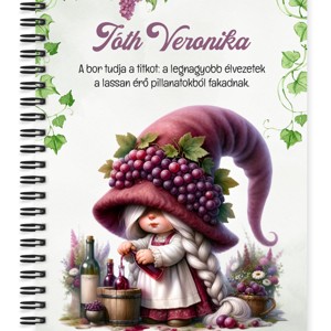 Személyre szabható - A legjobb borász manólány mintás A6-os füzet, Otthon & Életmód, Papír, írószer, Jegyzetfüzet & Napló, , MESKA