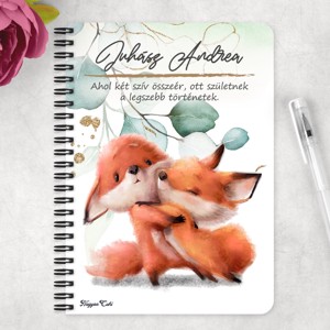 Személyre szabható - Fox Love mintás A6-os füzet - otthon & életmód - papír, írószer - jegyzetfüzet & napló - Meska.hu