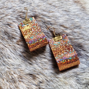 Holo sunrise - statement collection- bőr és nemesacél fülbevaló - Meska.hu