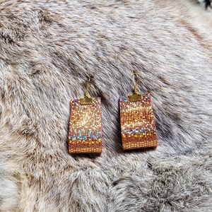 Holo sunrise - statement collection- bőr és nemesacél fülbevaló - ékszer - fülbevaló - lógó fülbevaló - Meska.hu