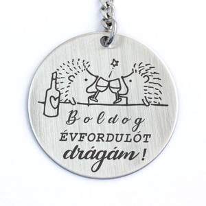 Boldog évfordulót Drágám acél medálos kulcstartó - táska & tok - kulcstartó & táskadísz - kulcstartó - Meska.hu