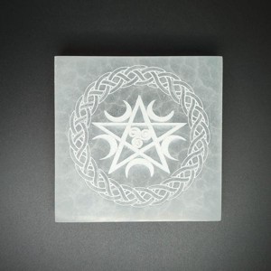 Szelenit négyzet kelta pentagram 7-8cm, Kellékek & szerszámok, Ásvány alapanyag, Szelenit korong, , MESKA