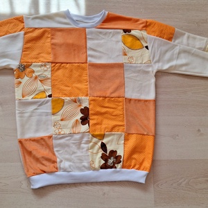 Patchwork Pulóver sárga - ruha & divat - női ruha - pulóver - Meska.hu