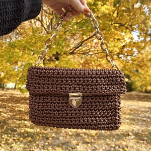 �Belle barna színben, Táska & Tok, Kézitáska & válltáska, Válltáska, Horgolás, MESKA