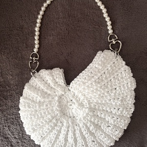 �Shell táska fehér színben, Táska & Tok, Kézitáska & válltáska, Alkalmi táska, Horgolás, MESKA