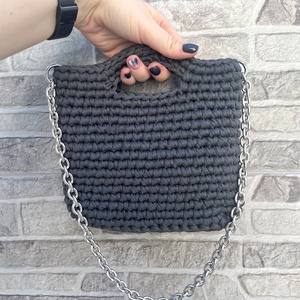 �Crafty szürke színben, Táska & Tok, Kézitáska & válltáska, Válltáska, Horgolás, MESKA