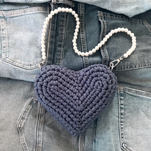 �Bonbon táska farmer kék színben, Táska & Tok, Kézitáska & válltáska, Válltáska, Horgolás, MESKA