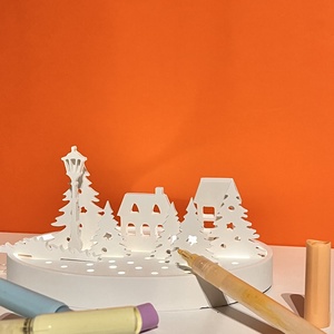 DIY Karácsonyi asztaldísz fényfüzérrel - színezhető - Meska.hu