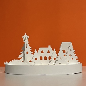 DIY Karácsonyi asztaldísz fényfüzérrel - színezhető - karácsony - karácsonyi lakásdekoráció - karácsonyi falu, házikó - Meska.hu